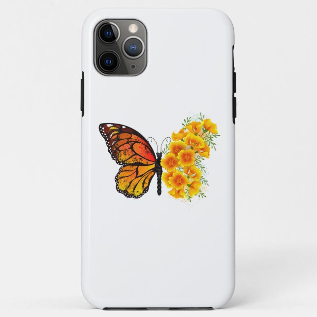 Flower Butterfly with Yellow California Poppy Case-Mate iPhone Case (Back)