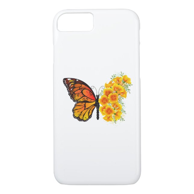 Flower Butterfly with Yellow California Poppy Case-Mate iPhone Case (Back)