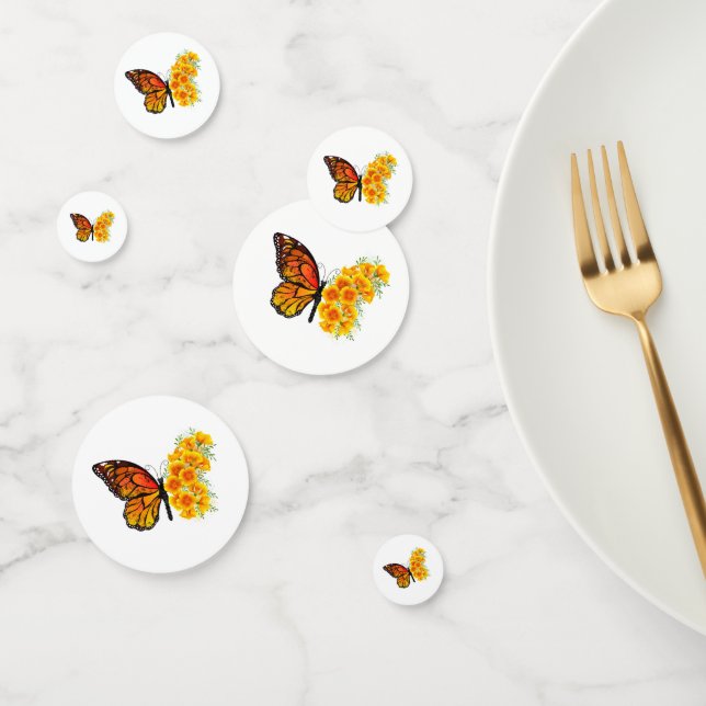 Flower Butterfly with Yellow California Poppy Confetti (Group)