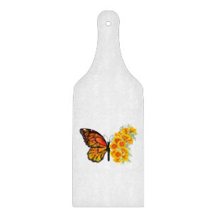 Flower Butterfly with Yellow California Poppy Cutting Board