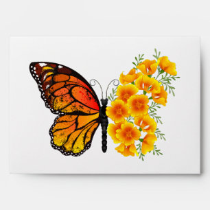 Flower Butterfly with Yellow California Poppy Envelope