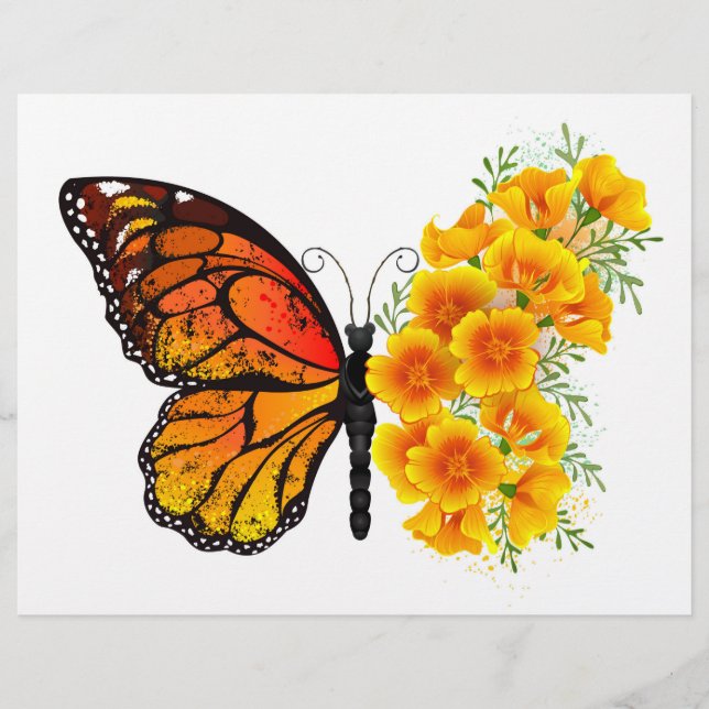 Flower Butterfly with Yellow California Poppy Flyer (Front)