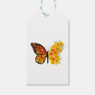 Flower Butterfly with Yellow California Poppy Gift Tags