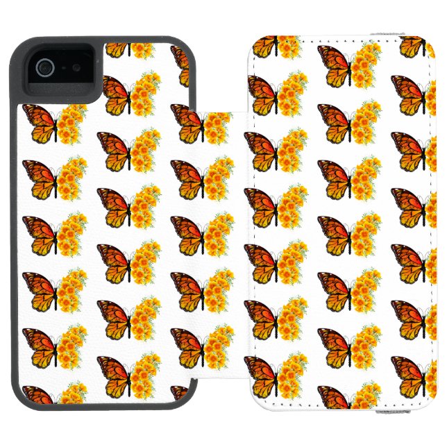 Flower Butterfly with Yellow California Poppy Incipio iPhone Wallet Case (Folio Open)