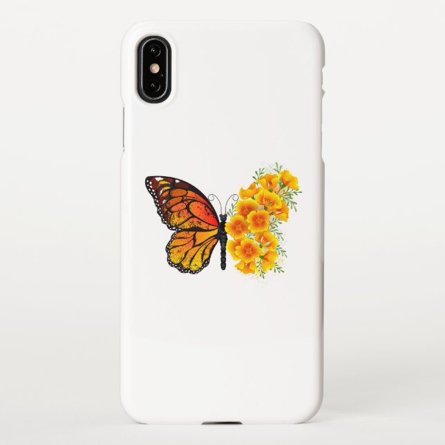 Flower Butterfly with Yellow California Poppy iPhone Case (Back)