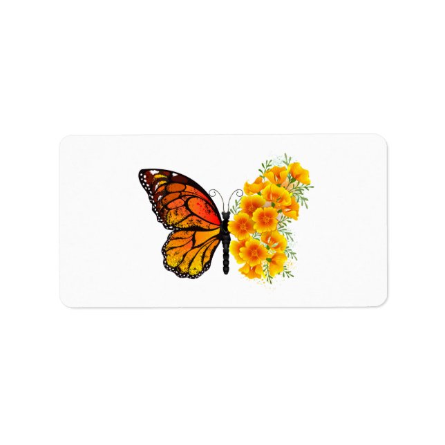 Flower Butterfly with Yellow California Poppy Label (Front)