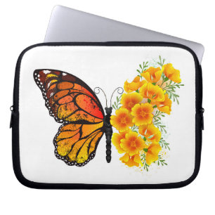 Flower Butterfly with Yellow California Poppy Laptop Sleeve