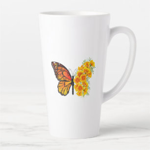 Flower Butterfly with Yellow California Poppy Latte Mug
