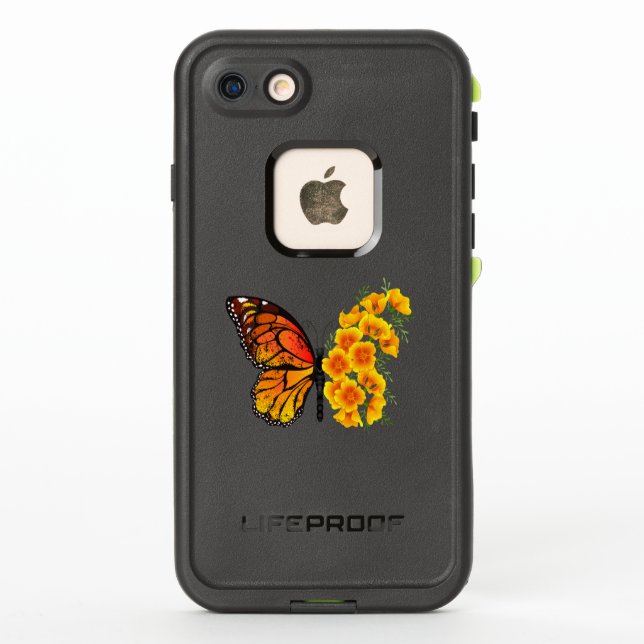 Flower Butterfly with Yellow California Poppy LifeProof iPhone Case (Back)