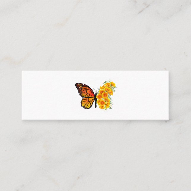 Flower Butterfly with Yellow California Poppy Mini Business Card (Front)