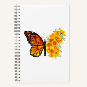 Flower Butterfly with Yellow California Poppy Notebook