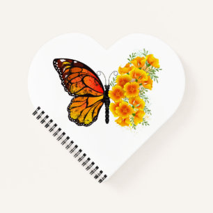 Flower Butterfly with Yellow California Poppy Notebook
