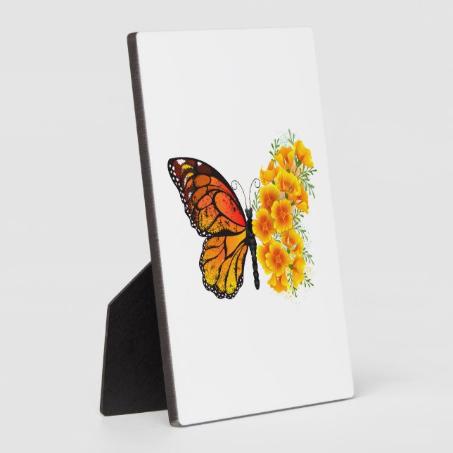 Flower Butterfly with Yellow California Poppy Plaque (Side)