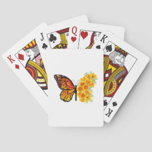 Flower Butterfly with Yellow California Poppy Playing Cards