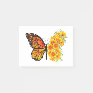 Flower Butterfly with Yellow California Poppy Post-it Notes