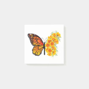 Flower Butterfly with Yellow California Poppy Post-it Notes