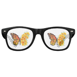 Flower Butterfly with Yellow California Poppy Retro Sunglasses