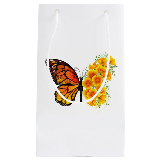 Flower Butterfly with Yellow California Poppy Small Gift Bag (Front)