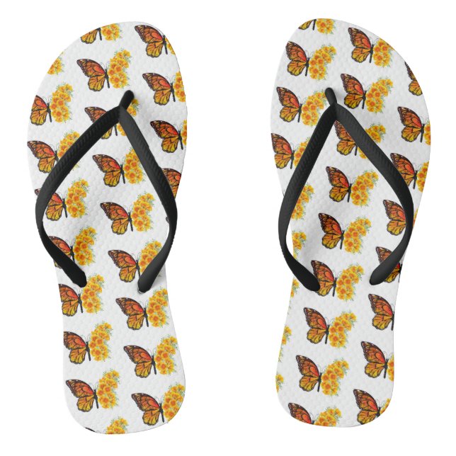 Flower Butterfly with Yellow California Poppy Thongs (Footbed)