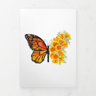 Flower Butterfly with Yellow California Poppy Tri-Fold Programme
