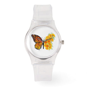 Flower Butterfly with Yellow California Poppy Watch