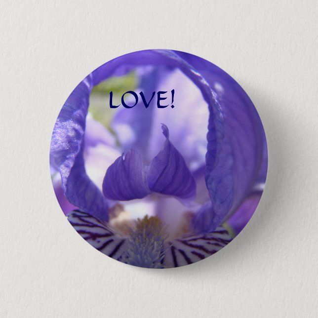 FLOWER BUTTONS LOVE! Iris Flowers Button gift (Front)