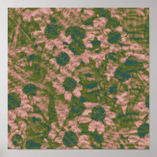 Flower camouflage pattern poster