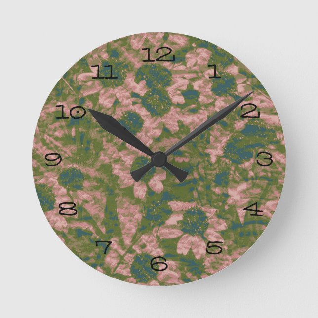 Flower camouflage pattern round clock (Front)