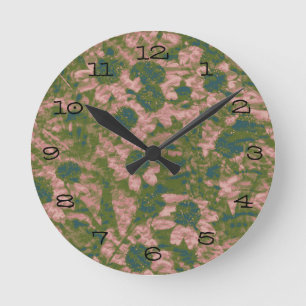 Flower camouflage pattern round clock