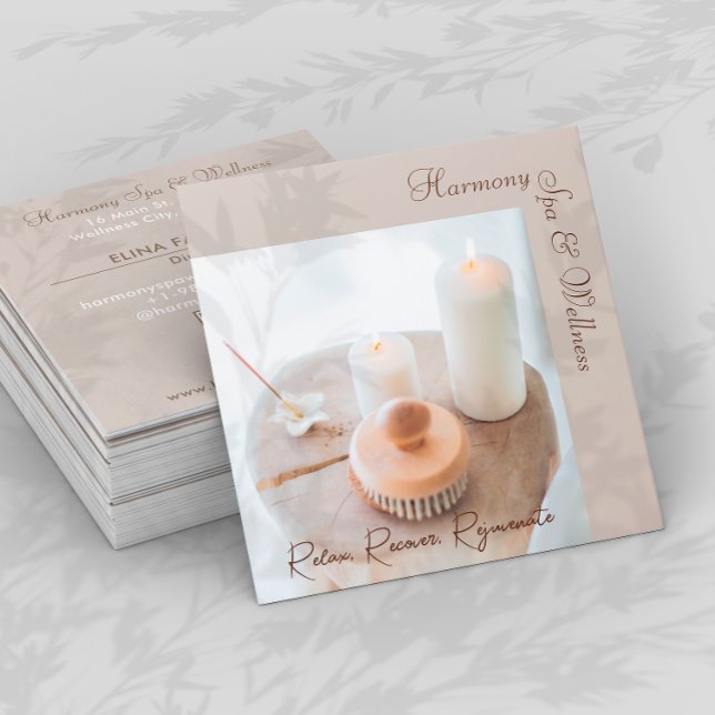 Flower, Candle, Brush Spa & Wellness Business Card (Creator Uploaded)