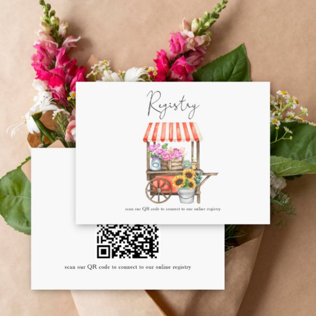 flower cart bridal shower QR code for registry  Enclosure Card (Creator Uploaded)