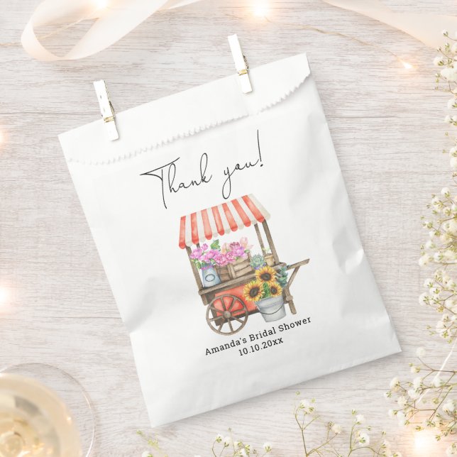 Flower Cart Bridal Shower Thank you Favour Bag (Clipped)