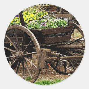 Flower Cart Classic Round Sticker