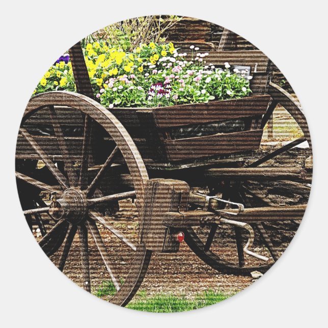 Flower Cart Classic Round Sticker (Front)