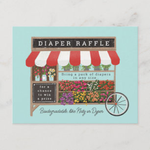 Flower Cart Farmer’s Market Baby Diaper Raffle Enclosure Card