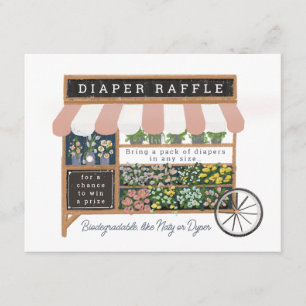 Flower Cart Farmers Market Pink Baby Diaper Raffle Enclosure Card