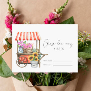 Flower cart - Guess how many kisses bridal game Enclosure Card