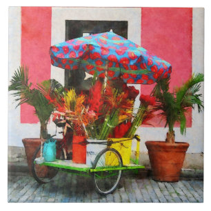 Flower Cart San Juan, Puerto Rico Ceramic Tile