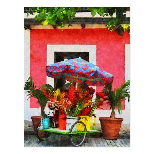 Flower Cart San Juan, Puerto Rico Postcard
