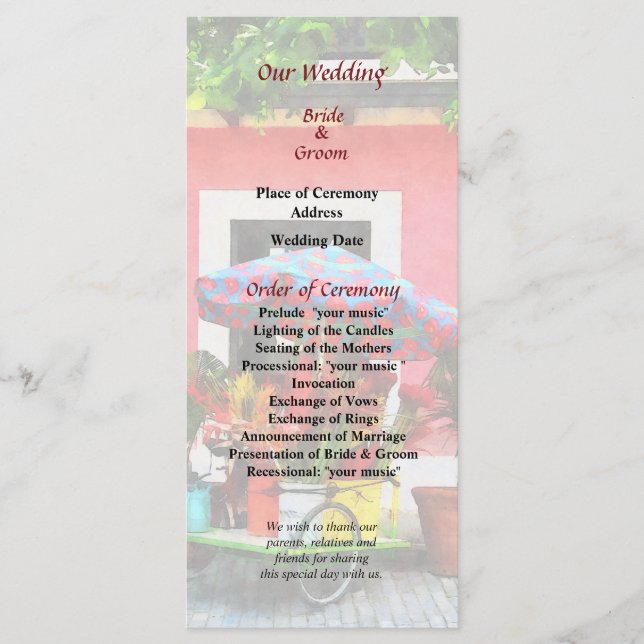 Flower Cart San Juan Wedding Program (Front)