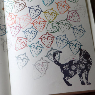 Flower Cat Blue Daisy Cats Self-inking Stamp