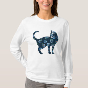 Flower Cat Blue Daisy Cats T-Shirt