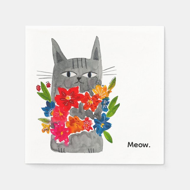 Flower Cat Napkin (Front)