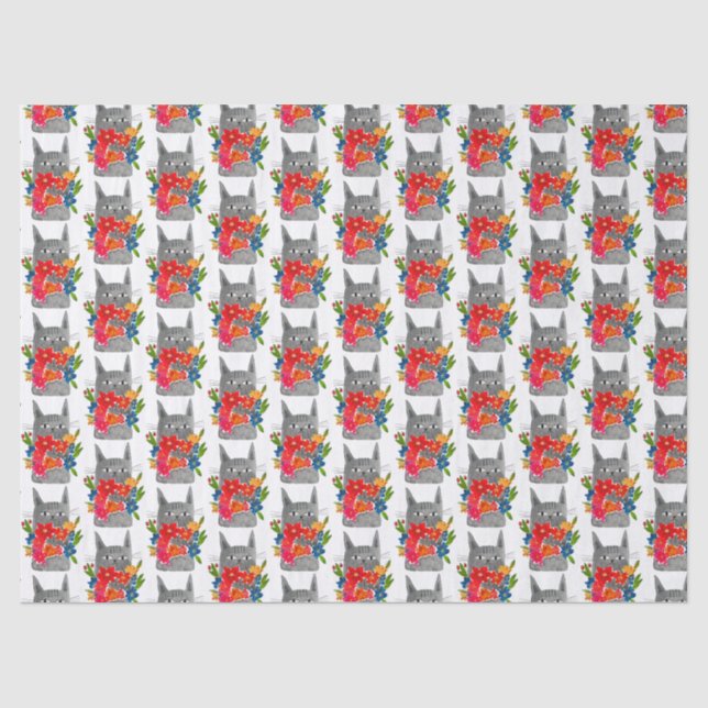 Flower cat tissue paper (Front)