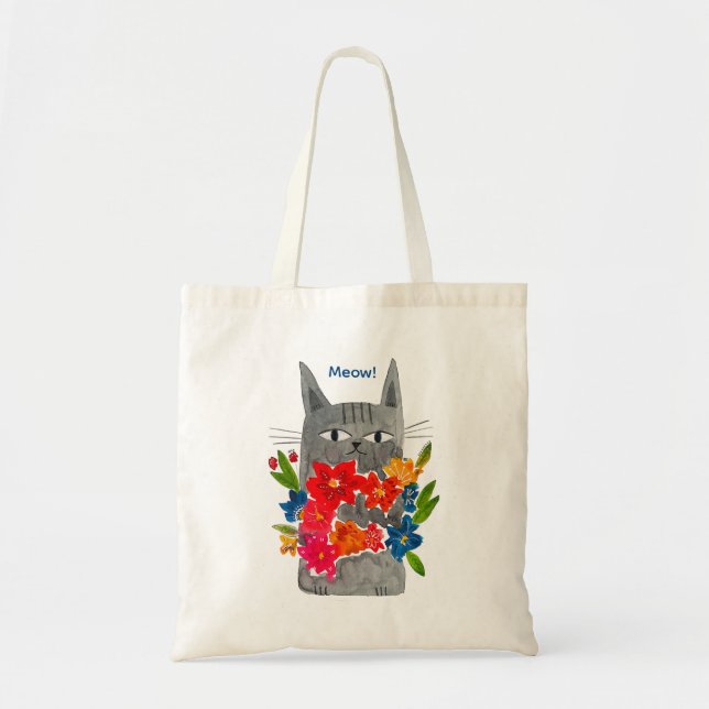 Flower cat tote bag (Front)