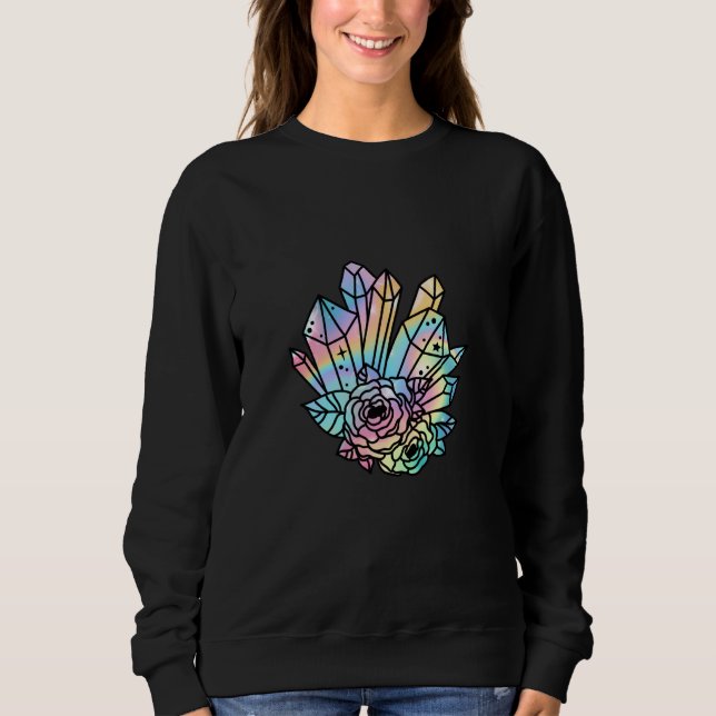 Flower Celestial Crystal Boho Hippie Pastel Fantas Sweatshirt (Front)