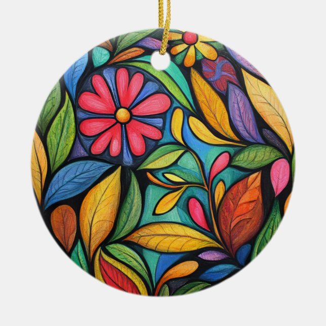 Flower  ceramic ornament (Front)