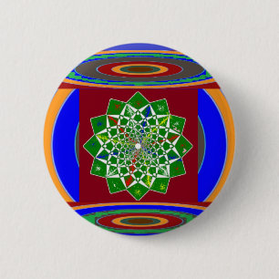FLOWER CHAKRA Wheel Energy: Emerald Green 6 Cm Round Badge