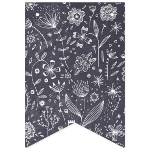 Flower Chalkboard Drawings Bunting