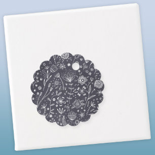 Flower Chalkboard Drawings Favour Tags